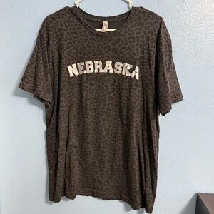 Women’s Leopard Print ‘Nebraska’ T-Shirt - XL